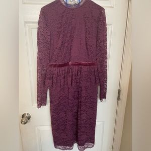 Beautiful, plum, lace, peplum dress. Size medium.